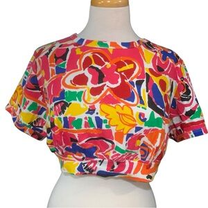Vintage 90’s JWO floral crop top size Large